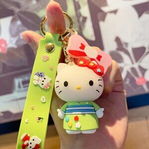 Sanrio Hello Kitty Silicone Keychain, Cute PVC Keyring - lime green